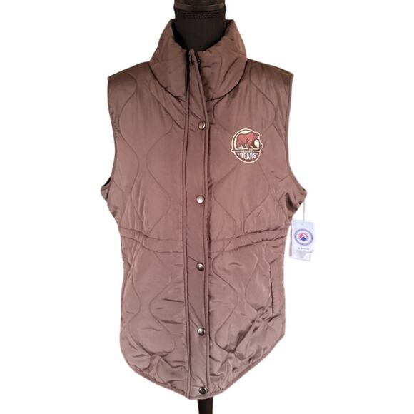 Colosseum Hershey Bears Quilted Brown Puffer Vest – Women’s XL - Picture 2 of 6